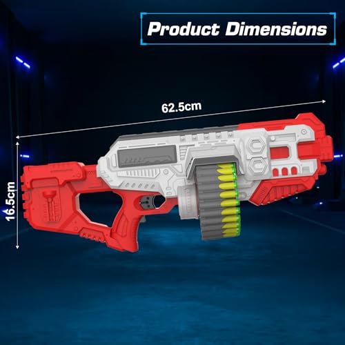 Image of Aditi Toys Street Viper Big Blaster Motorized Dart Gun Toy Includes 50 Soft Foam Bullet Darts, 60-Foot Firing Range, Rechargeable Electric Battery Design for Boys Girls, Above 5+ Age(Red-Grey)