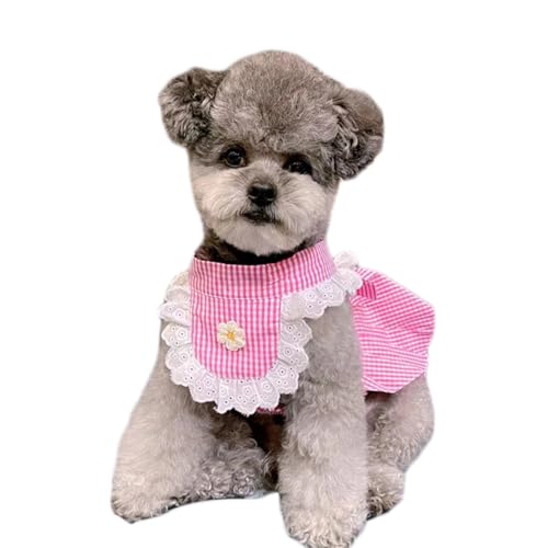 FRENCH FRENCH ワンピース 犬服 春 夏 フレンチブルドッグ トイプードル 服 中型犬 小型犬 フレブル チェック柄 花 女の子 スカート フリル 犬 服 ドッグウェア ペット服 KM955SK L ピンク