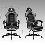 GTPLAYER Gaming Stuhl, Gamer Stuhl, Ergonomischer Bürostuhl mit mit Fußstütze verstellbare Lenden und Kopfkissen, Gaming Chair Gepolstert, Gaming Sessel 150 kg Belastbarkeit grau – Bild 3