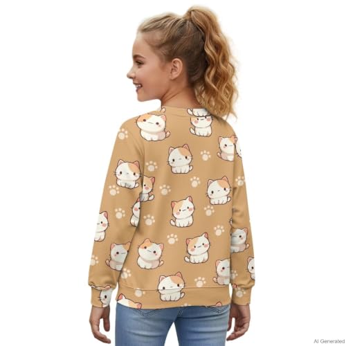 Image of Girls Cardigans Sweater Long Sleeve Crew Neck Button Down Sweaters School Outerwear for Kids Fall Winter Tops