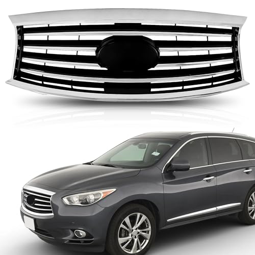 Tyrigion For 2013-2017 Infiniti QX60 JX35 Sport Utility 3.5L 2.5L Front Bumper Grill Upper Grille Black And Chrome IN1200123