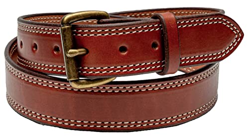 Handcrafted Double Stitched Bridle Leather Belt, 100% Solid Leather Belt, 1-1/2