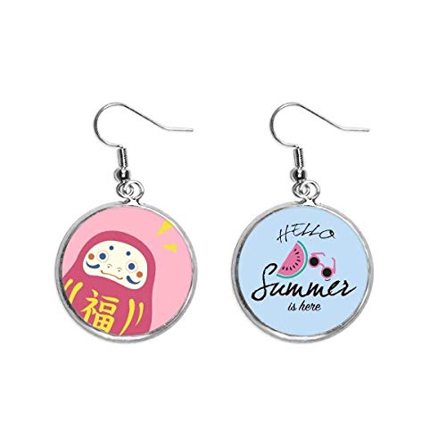 Pendientes de sandía estilo japonés Lucky para el lóbulo en verano