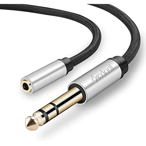 Devinal 1/4 inch to 3.5mm Female Long Headphone Extension Cable, 6.35mm to 3.5mm (1/8" inch) Female TRS Adapter, Quarter inch to Minijack Female Stereo Cord Converter Connector 10 feet/ 3M Cover