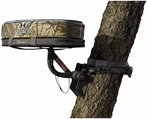 Hawk Any Angle 360 Degree Memory Foam Layered Steel Hunting Tree Seat With 7-Tilt Angle Adjustments, Black