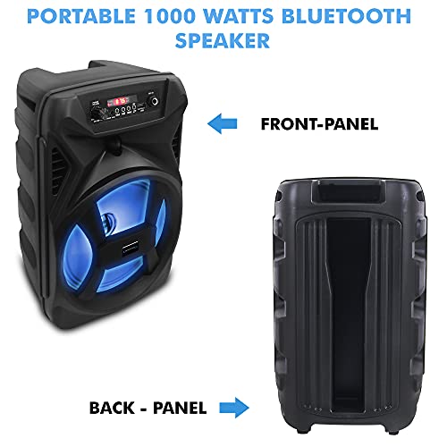 Technical Pro Professional Uhf Wireless Handheld Microphone W/Usb Powered Receiver And Tpro Portable Rechargeable 500W Bluetooth Speaker W/Colored Led & Dust Proof Enclosure #TOP3