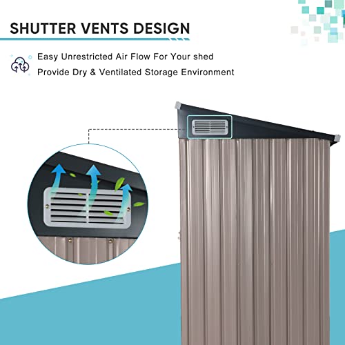 image for Verano Garden 5'x3' Outdoor Storage Shed, Galvanized Metal Steel Garde