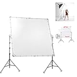 BOLLUMA 2,4 x 2,4 m Fotografie-Schmetterling-Diffusor-Set mit 2 x 4 m robusten Lichtstativen mit Rädern, zusammenklappbarer Lichtdiffusor aus Seide für große Gegenstände, Videoaufnahmen