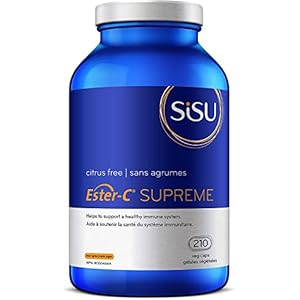 Sisu Ester-C Supreme Capsules, 24-hour Immune Support, With Antioxidant Bioflavonoids and Larch Arabinogalactan for Immune System Support, 210 caps, Citrus free, Gluten Free, Vegan, Non-GMO