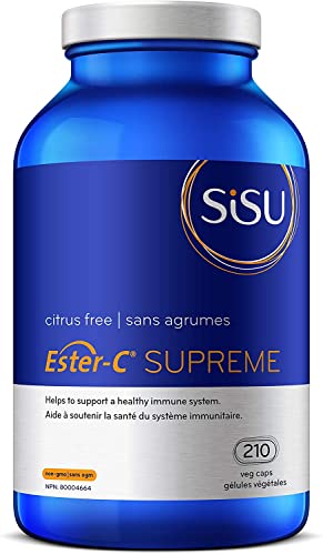 Sisu Ester-C Supreme Capsules, 24-hour Immune Support, With Antioxidant Bioflavonoids and Larch Arabinogalactan for Immune System Support, 210 caps, Citrus free, Gluten Free, Vegan, Non-GMO