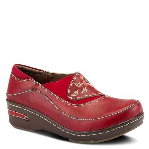 Image of Spring Step L'artiste Burbank Leather Clogs for Women | Designer Hand-Painted Slip-On Shoes | Ladies Casual Platform Clog