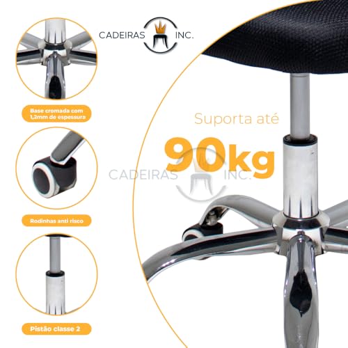 Cadeira de Escritório Secretária Diretor Base Cromada com Rodinha Giratória com Encosto Altura Ajust