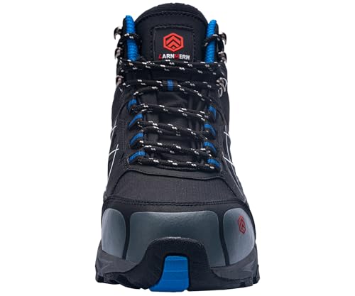 LARNMERN Steel Toe Work Boots Men,Non Slip Safety Shoes,Comfortable Industrial and Constructio Hiking Sneakers(8.5 Men, Black/Blue)