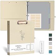 EYROZILL 3 Ring Binder, 1 Inch Linen Binder Organizer for Letter Size (8.5&#34; x 11&#34;) with 5 Tab Dividers, File Folder Labels and Low Profile Clipboards, School and Office Supplies- Tulip White