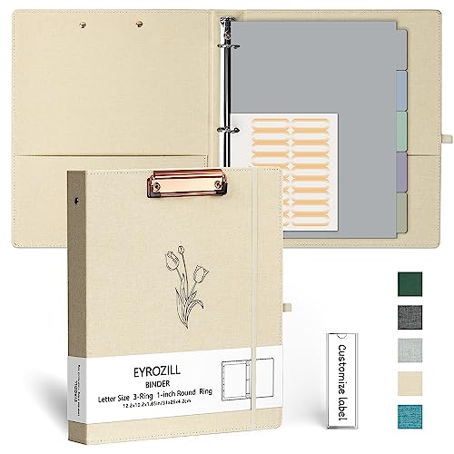 EYROZILL 3 Ring Binder, 1 Inch Linen Binder Organizer for...
