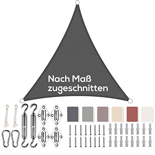 Aiyaoo Sonnensegel Wasserdicht Rechteckig, Viele Längen und Breiten Zur Auswahl, mit Befestigungs Kit PES Polyester, Sonnenschutz 95% UV Schutz, Reißfest Wetterfest für Terrasse Garten, Anthrazit