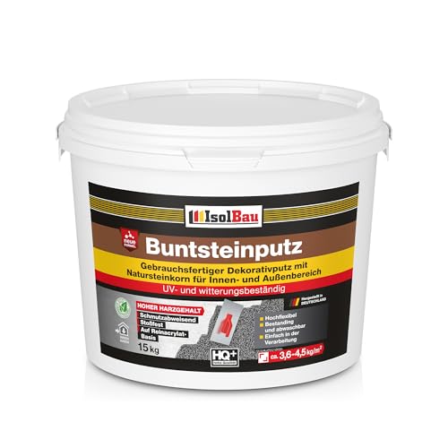 Isolbau BP20 Enduit de décoration pour extérieur et intérieur (blanc, gris, noir) 15 kg – Plâtre mosaïque résistant au gel, imperméable et résistant...