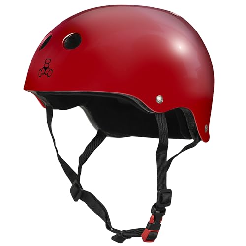 Triple Eight THE Certified Sweatsaver Helmet for Skateboarding, BMX, Roller Derby and Roller Skating, S. Red Glossy, XS/S by Triple Eight - Used condition - US$32.90