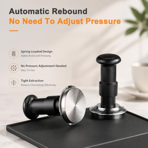 Image of Supvox Stainless Steel Coffee Tamper Dual Spring Ergonomic for Espresso | 90 Horizontal Support Structure, Threaded Stable Base, Even Pressure Distribution for Uniform Coffee Powder Tamping