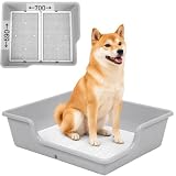 DogLife 犬 トイレ トレー 大型犬 特大 スーパー ワイド (グレー, XXL)