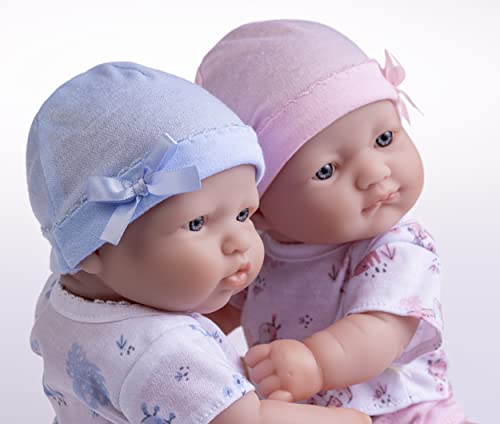 Berenguer Boutique Realistic La Newborn 12.5" Washable Vinyl Twins | Blue and Pink Themed Gift Set with Reusable Diaper, Caps, Shirts, Pacifier, Bottles and Birth Certificate - JC Toys by JC Toys - Image 9