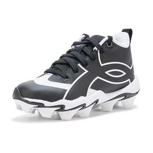Under Armour Boys' Leadoff Icon Mid RM JR Baseball Cleats, (001) Black/White/Black, 8K, US by Under Armour - Used condition - US$12.55