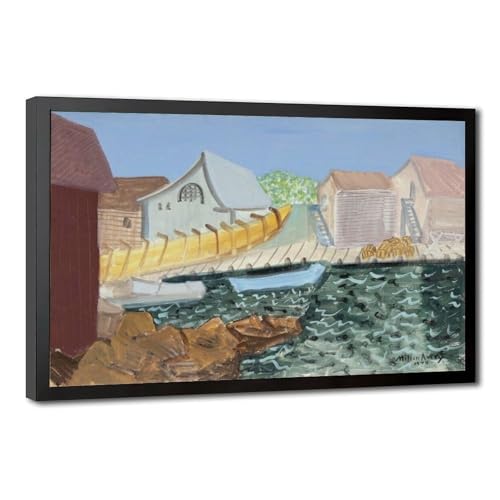 Toile Fishing Harbor Milton Avery contre les murs vides du bureau 50x76