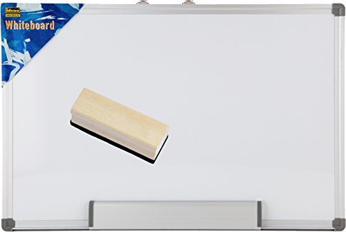 Idena Whiteboard mit Alurahmen, zur Wandmontage geeignet, ideal für Büro und zu Hause (Whiteboard + Löscher aus Holz, 40B x 60H cm)