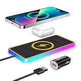 Wireless Charger for Car,RGB LED Qi 15W Fast Car Wireless Charger Pad for iPhone 14 13 12 11 Mini Pro Max,Wireless Charging Pad for Car,for Samsung Galaxy S22/S22+/S22 Ultra/S21/S20/S10/Note20/Note10
