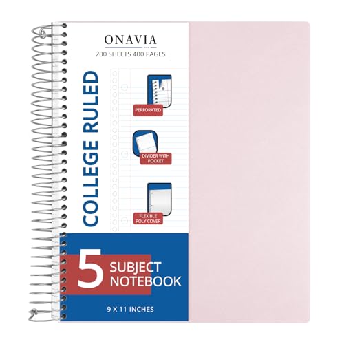 ONAVIA 5 Subject Notebook Pink