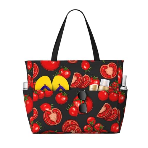 Sac à bandoulière pour femme grand sac de plage imprimé tomates et légumes