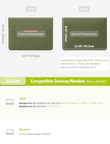 Housse MacBook Air 15 et Surface Laptop en vert olive avec support intégré - 6