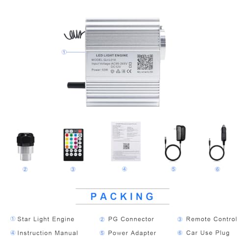 Image of AMKI 10W Twinkle Sound Mode RGBW Light Source Engine Driver Remote /APP Control Starlight Box Motor for Fiber Optic Star Ceiling Light Kit
