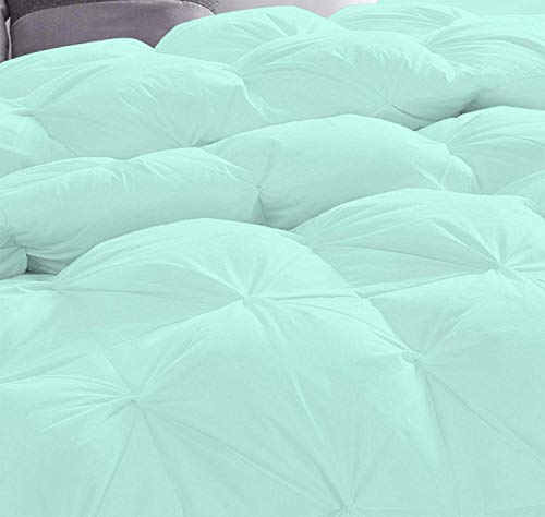 Bedicia Soft 1000 Series Pinch 500 Gsm Mint 3 Pieces Pinch Pleated Emperor King Comforter Set (Comforter + 2 Pillow Cases) Egyptian Cotton Bedding Set #TOP2