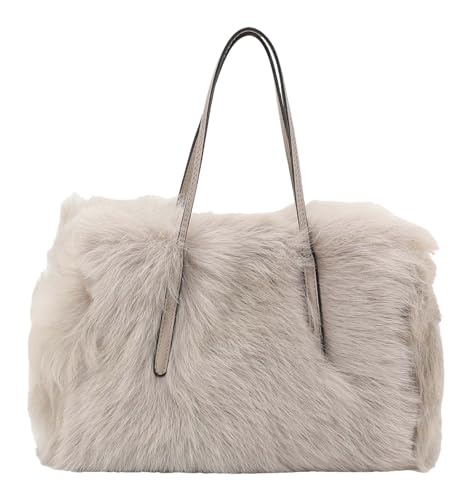 Sac ABRO Noelle Handbag en cuir et shearling beige Siena LH