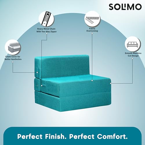 Image of Amazon Brand - Solimo 1 Seater 3 * 6 Jute Fabric Washable Cover Sofa Cum Bed 1 Seater Double Foam Fold Out Sofa Cum Bed (Finish Color - Sky Blue Delivery Condition - Pre-Assembled)