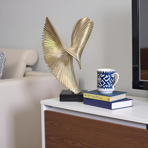 Escultura decorativa de águila moderna abstracta dorada miniatura 2