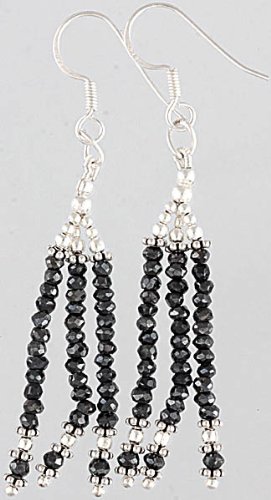 Exotic India Hematite Beaded Shower Earrings - Sterling Silver