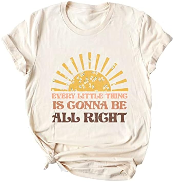 Yimoya Every Little Thing is Gonna Be Alright Shirt Womens Vintage Country Music Graphic Tees
