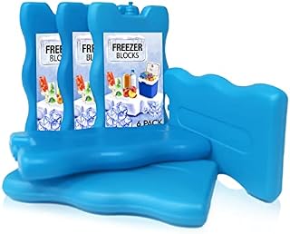 K-ONE Freezer Blocks, Freeze Boards, Ice Packs Reusable, Keep Foods & drinks cooler Suitable for Picnics, Cooler bags and Cool Boxes Pack of 6