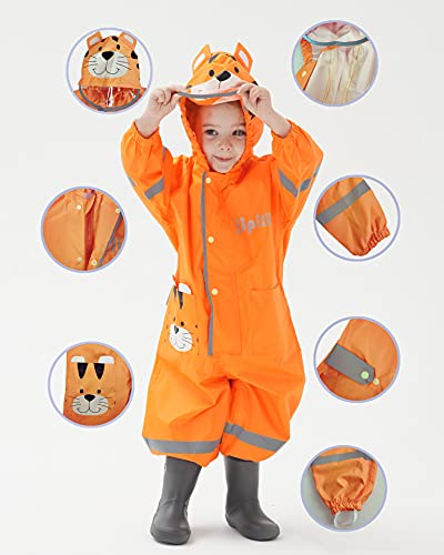 Ziweistar Unisex Toddler Baby Boys Girls Waterproof Rain Suit Sets Kids One Piece Rain Coat Coverall Hooded Jumpsuit 1-10 T thumb #3