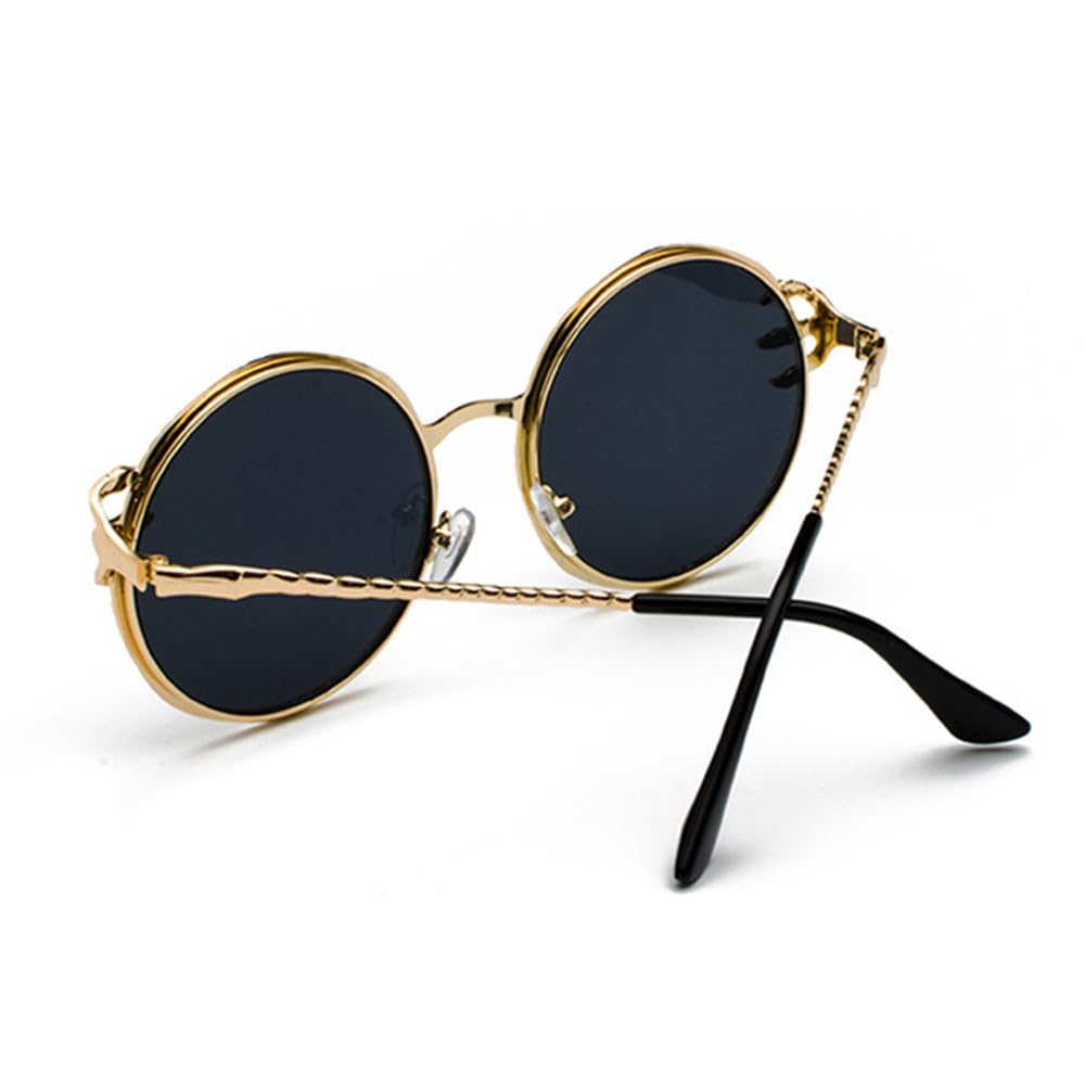 ZIUTNSAV-Retro Round Sunglasses for Women Gothic Sun Glasses