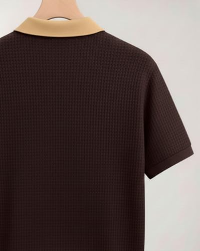 Image of AUSK Men Casual T-Shirt, Texture Printed Half Sleeve Tshirt for Mens, Polo Tshirt