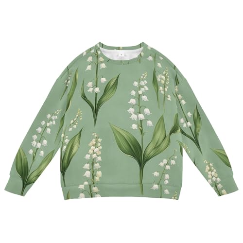 JUNZAN Cartoon Lily Flowers Green Little Boys Sweatshirts Hoodies Crewneck Tops Clothing Shirts Camping 4T