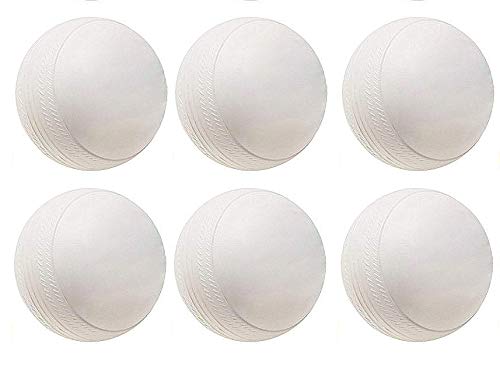 Noorah NC Plastic Cricket Training Ball White Color- Pack of 6 (80 gm Each).