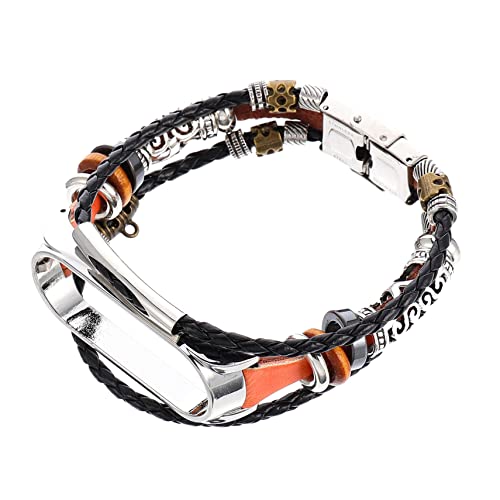 Lurrose Correa de Pulsera Retro de Metal para Diseño Vintage Pulsera Diy Reemplazo de Cuero Marrón y Carcasa Plateada Compatible y para Uso
