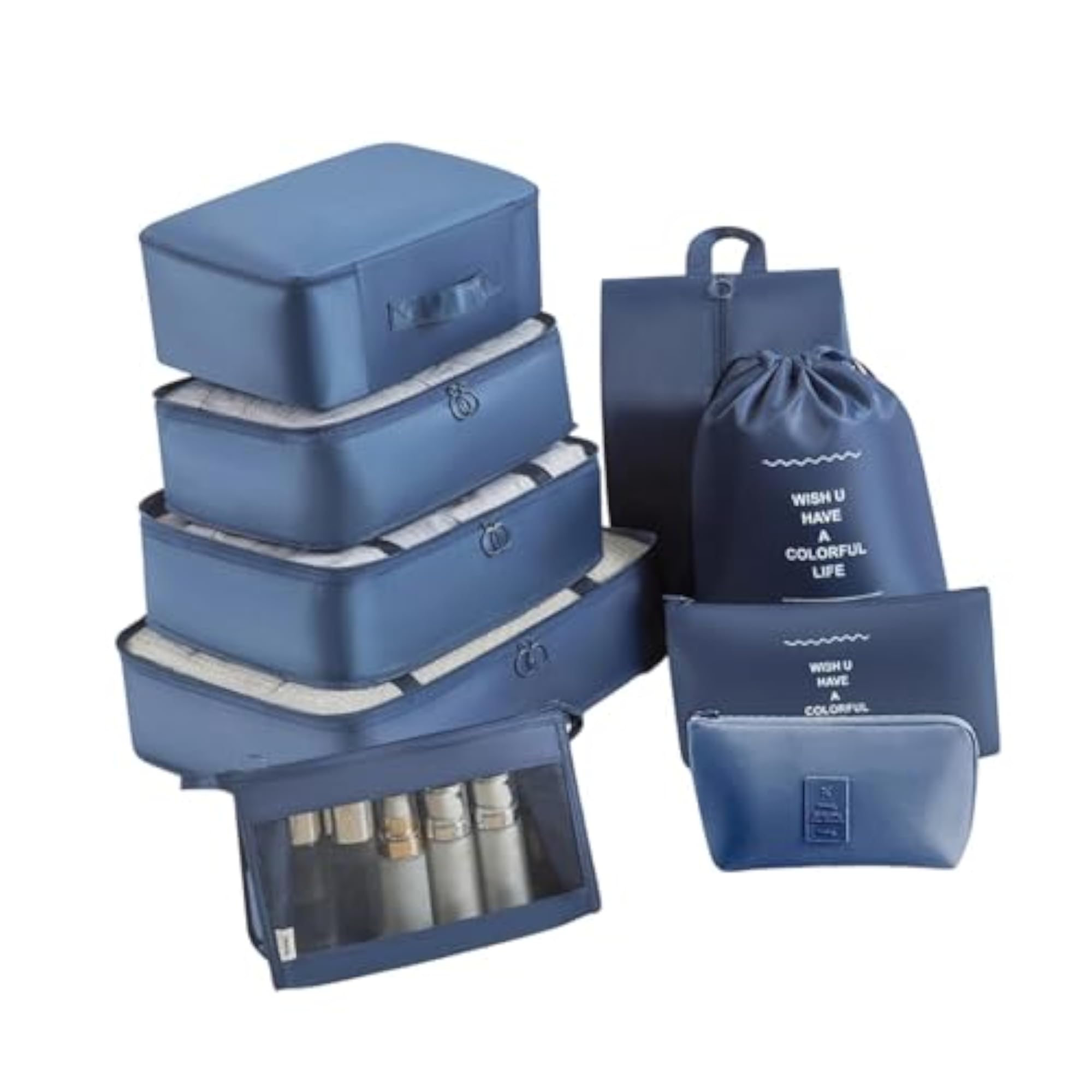 Packing Cubes for Suitcase, 9 Piece Set, Dark Blue