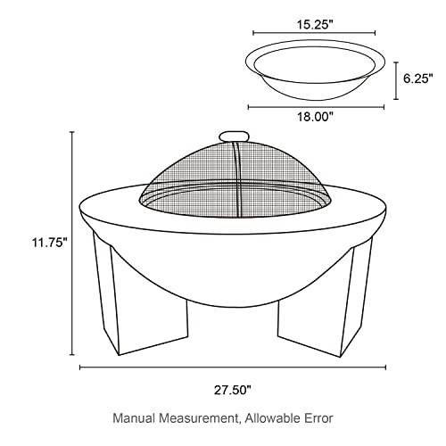 Glitzhome 27.5" D Outdoor Patio Modern Faux Terrazzo Mgo Wood Burning Fire Pit For Garden Patio, Law, Balcony, Backyard #TOP4