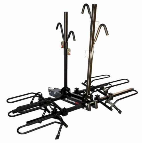 Swagman XTC4 Hitch Mount Bike Rack – Platform Carrier for 4 Bikes, Ratcheting Hook System, Fold-Up Storage Design, 2' Re