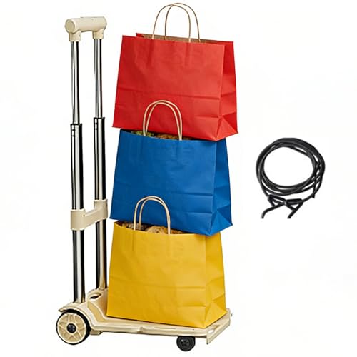 Zegaqae Vikbar handvagn, 100 kg bärkraft transportvagn med hjul, vikbar och höjdjusterbar säckkärra | För shopping flygresor garage flyg